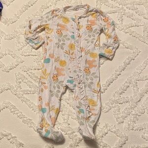 Angel Dear Floral Zippered Footie, 3-6 month